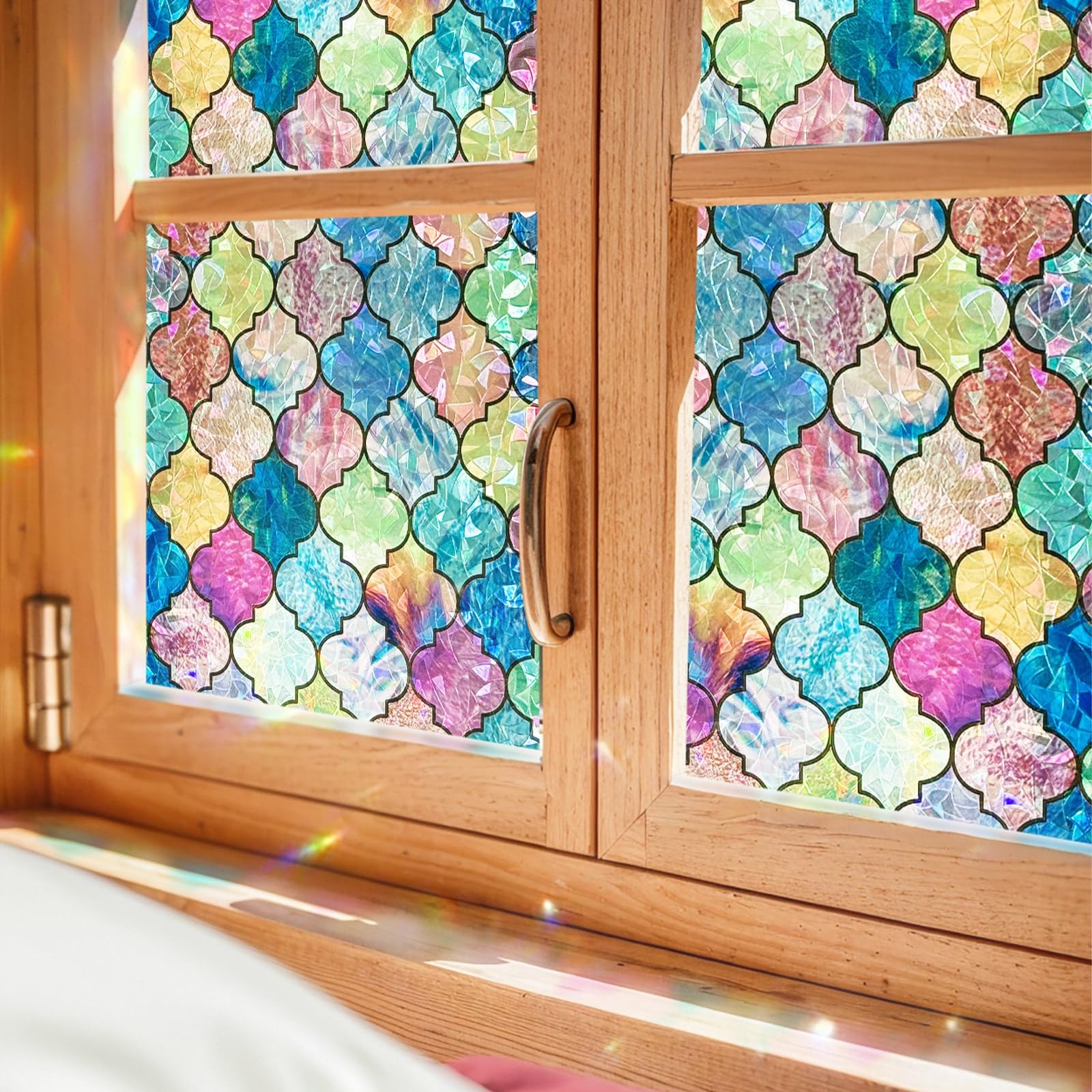 Window Privacy Film, Stained Glass Decorative Static Cling, Removable Laser S…