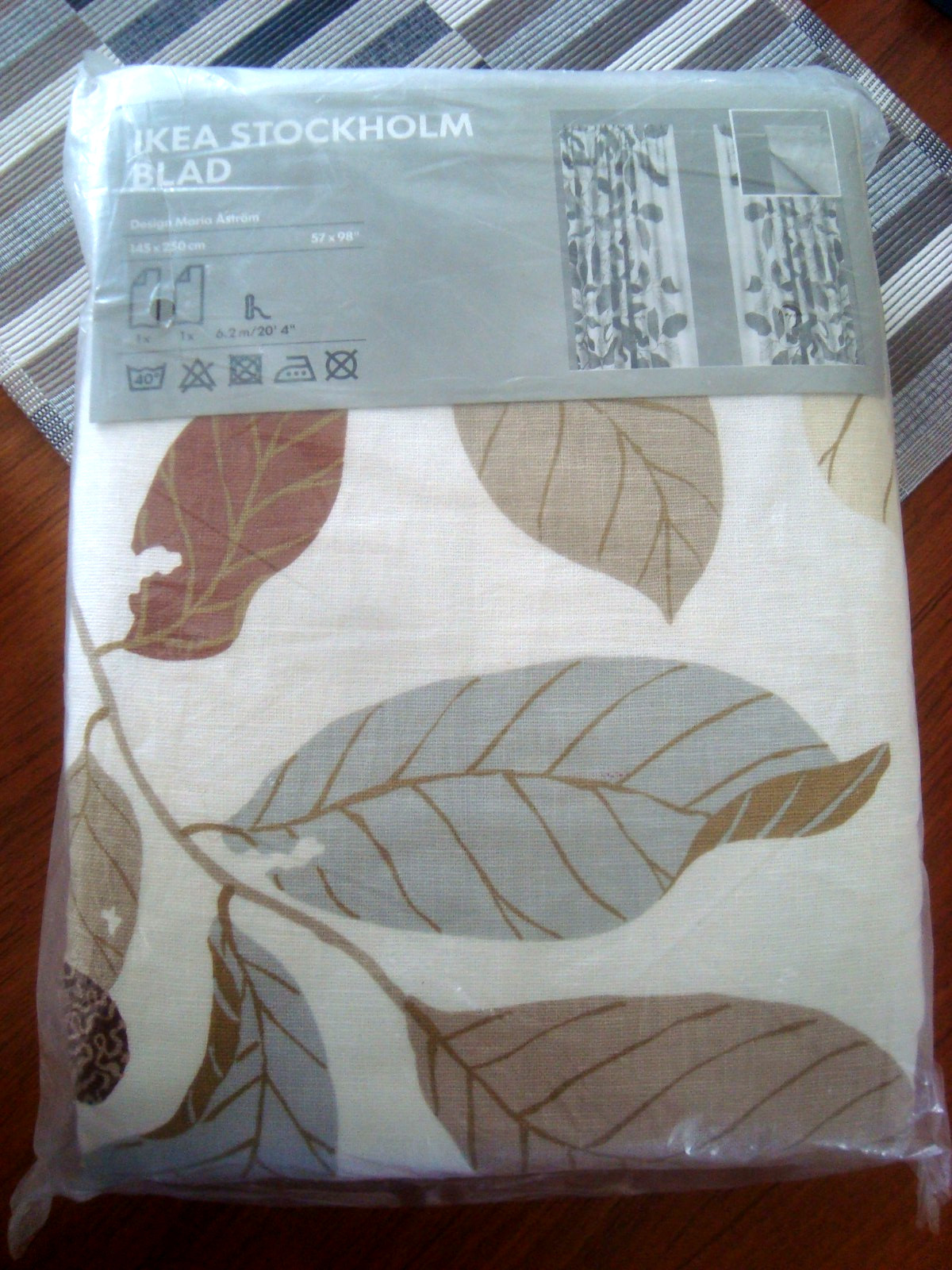 NEW Ikea STOCKHOLM Curtains Window Panels x 2 Beige Gray w/ Lining 57 x 98″ NIP