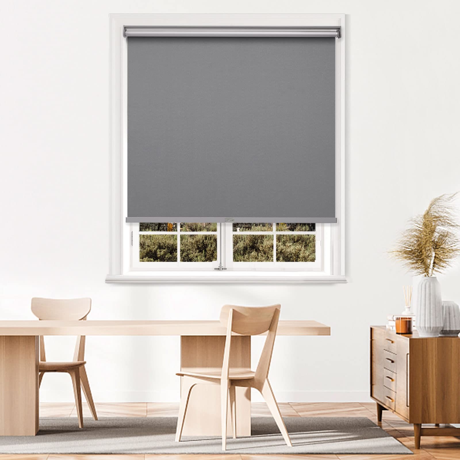 MYshade Free-Stop Cordless Roller Shades Room Darkening Blinds 20×72 Grey