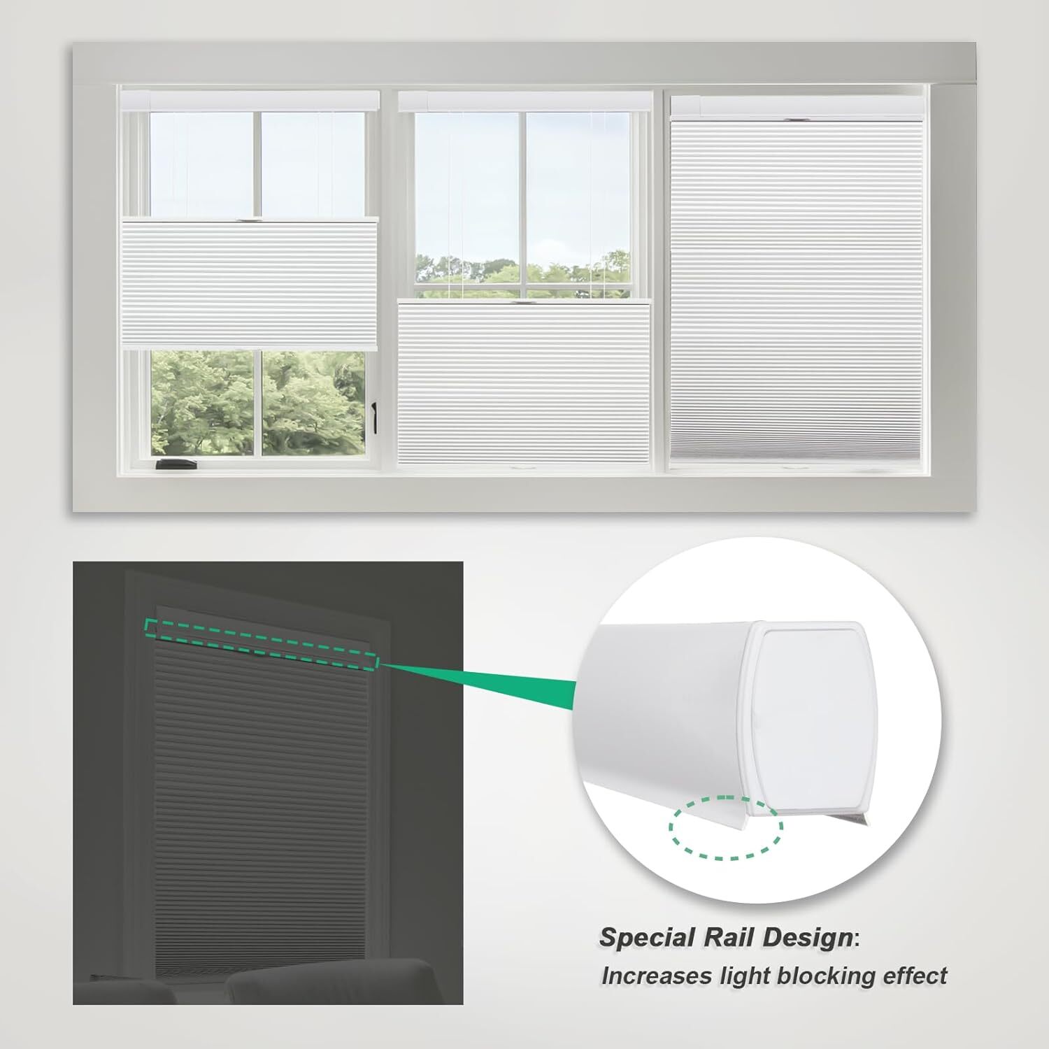 No Drill No Screw Light Filtering White Cellular Blind Shades 45″ Wide or More