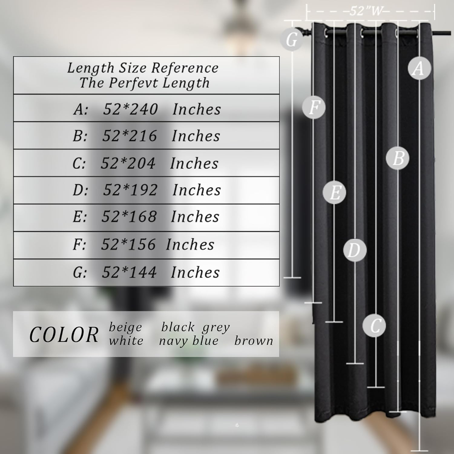 Extra Long 168″ Blackout Curtains for High Ceilings & Tall Windows – Black