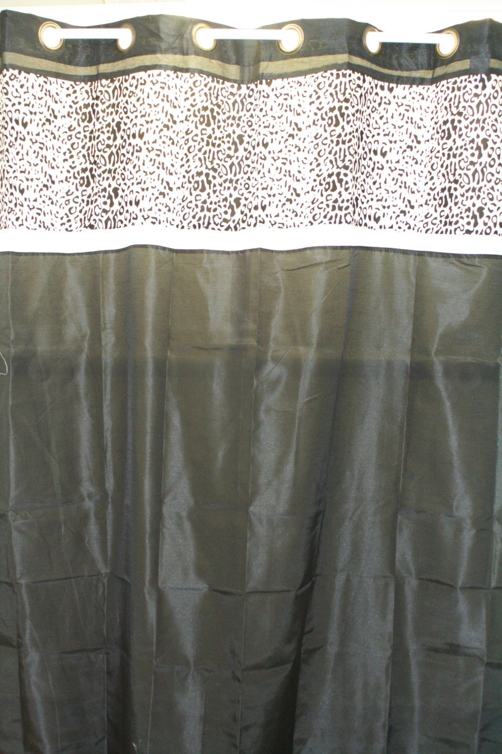Two (2) Faux Silk Leopard Window Curtain Panel with 8 Grommets Each 54″x84″