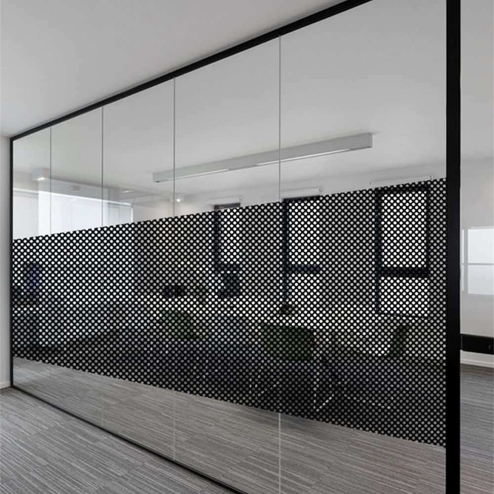 Oneway Perforated Black Vinyl Privacy Window Film Electrostatic Adhesive Glass..