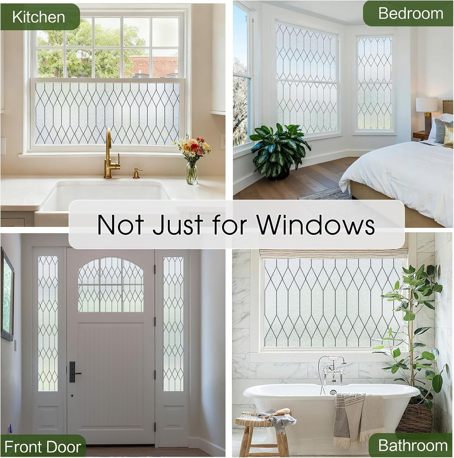 Window Privacy Film Stained Glass Static Clings,(17.5 x 78.8in,Pure)