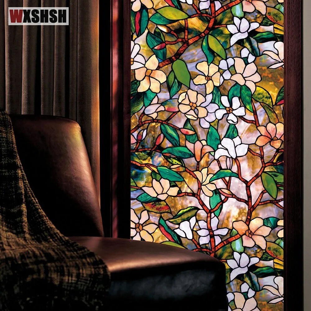 Window Film Stained Glass Vinyl Static Self Adhesive Film Frosted Decor Sticker