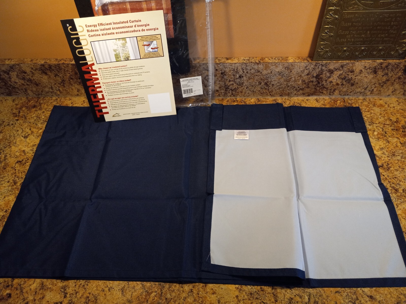 1 Therma Logic Header Valance Insulated Navy Blue Polyester-Rayon 60″w x 16″l