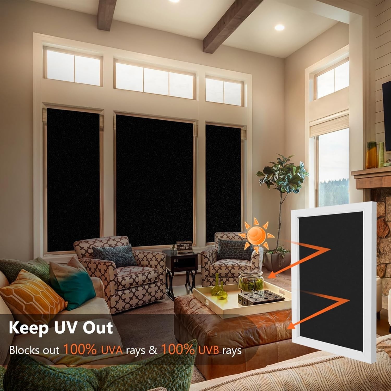 Blackout Window Privacy Film Total Light Blocking Room Darkening Window Cover…