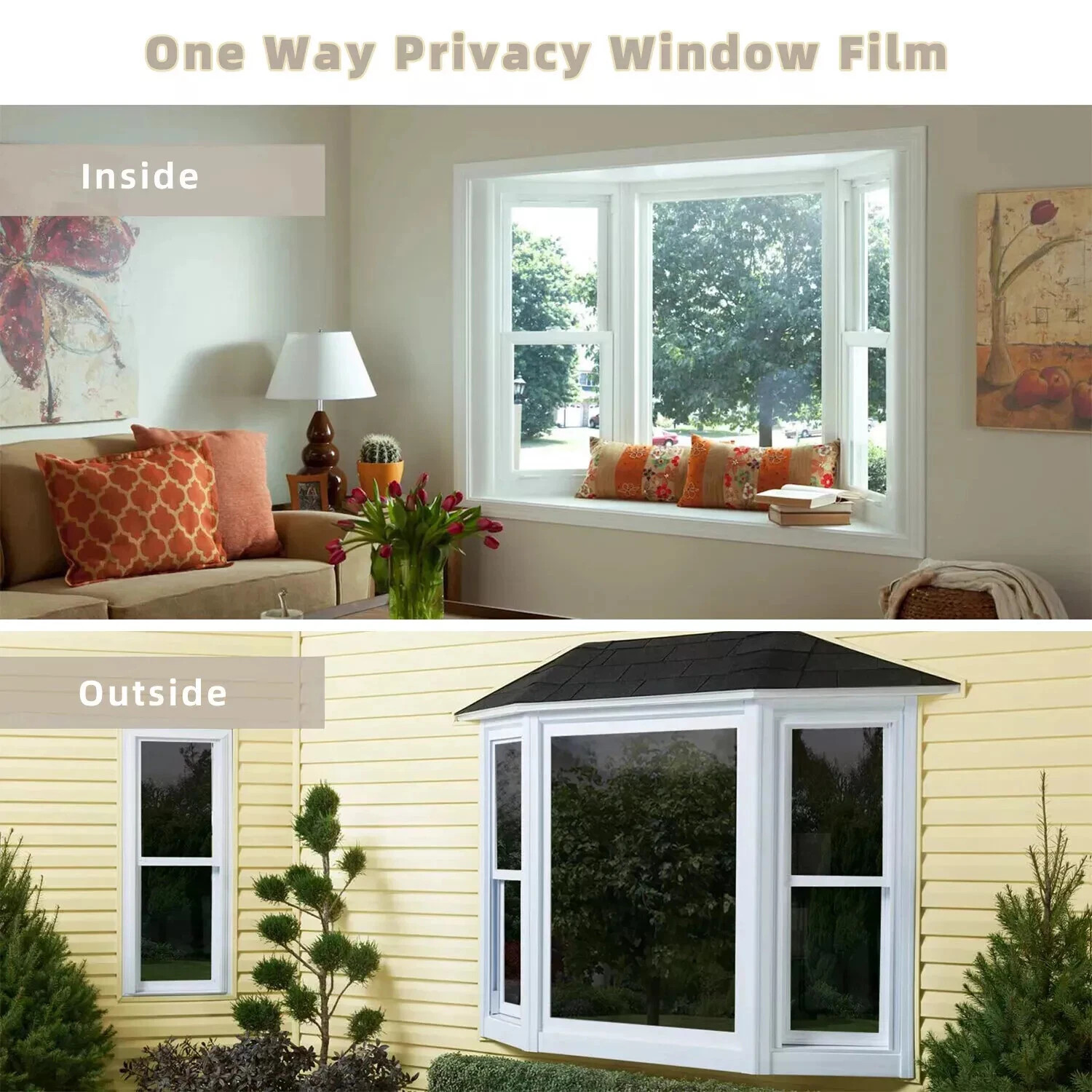 MODIGT One Way Window Film Daytime Privacy Anti UV Heat Control Glass Film