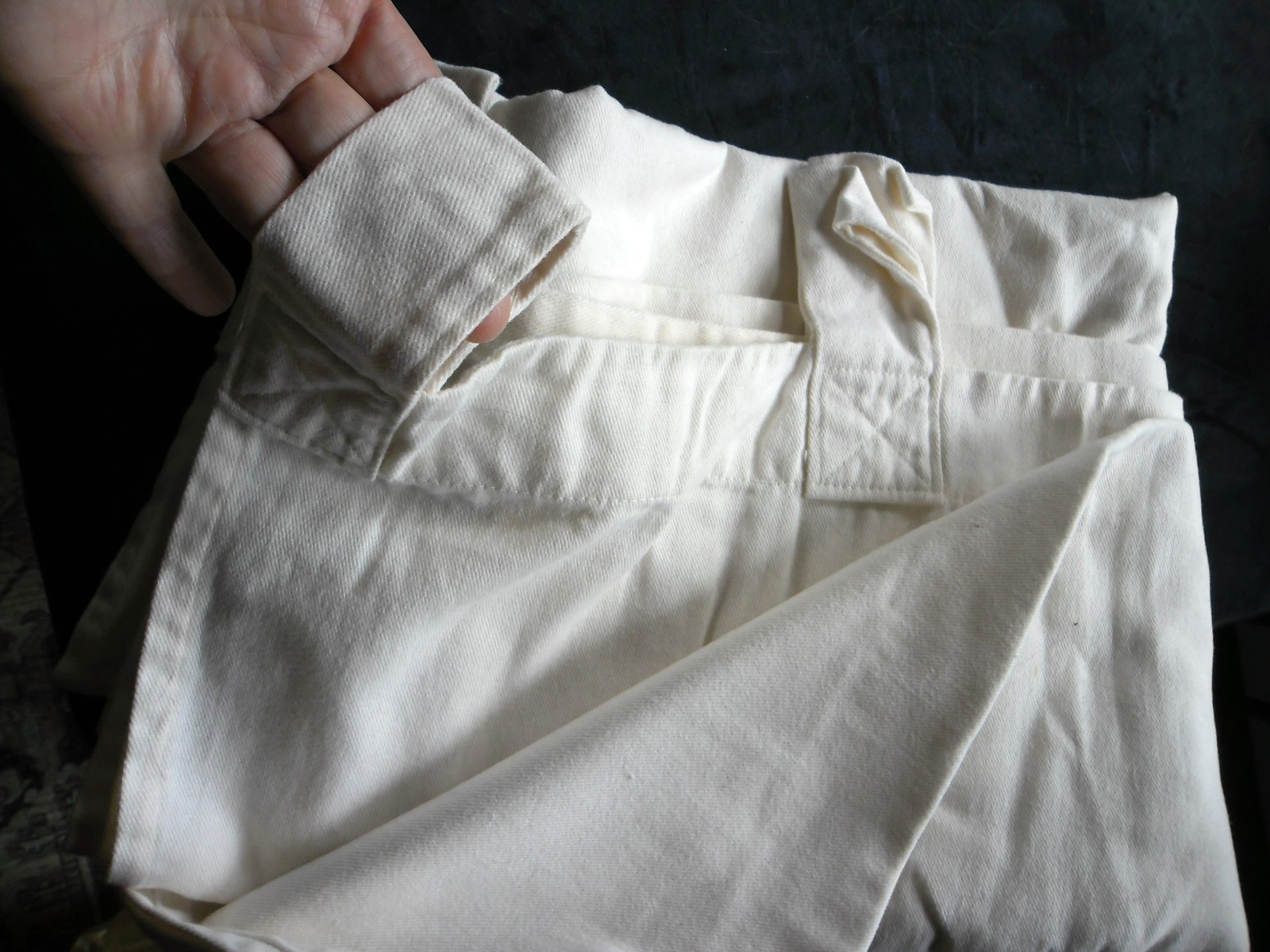 Set of 2 Woolrich Thick Cotton Twill Khaki Curtain Tab Panels Ivory 52″ x 80″