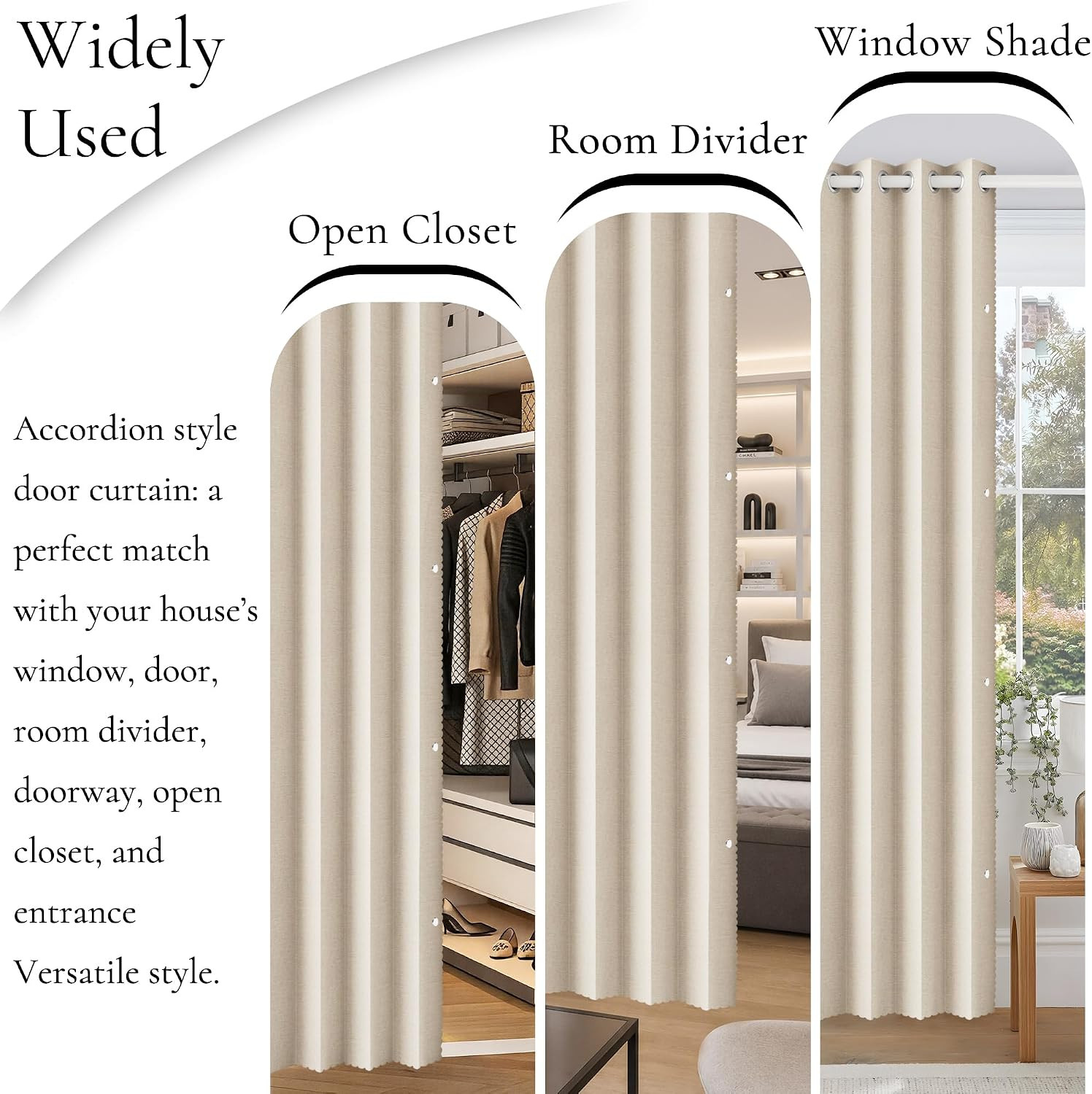 100% Blackout Faux Linen Doorway Curtain Accordion Style Doors for Doorway Magne