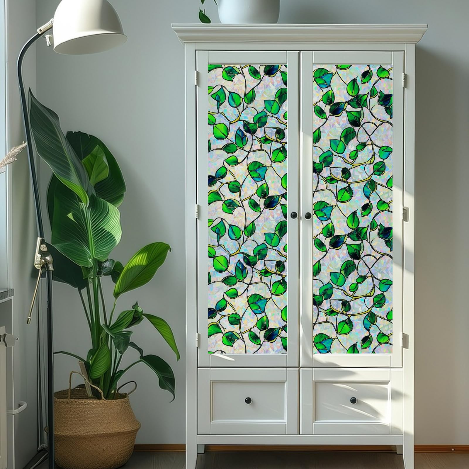 Window Privacy Film Stained Glass Decorative Static Clings Rainbow Window Tint