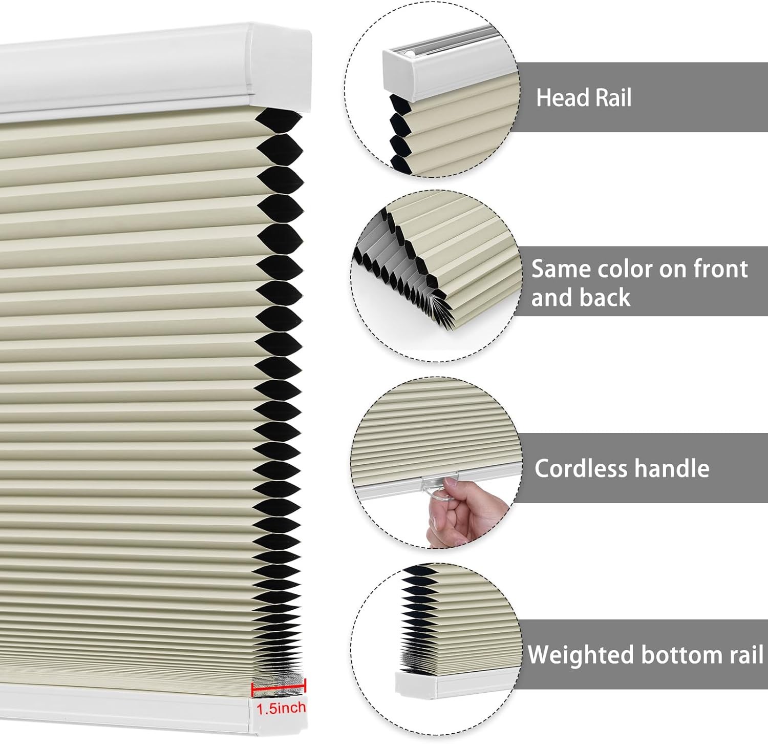 Changshade CUSTOM CUT Cordless Window Shades Cellular Shades Honeycomb- Blackout