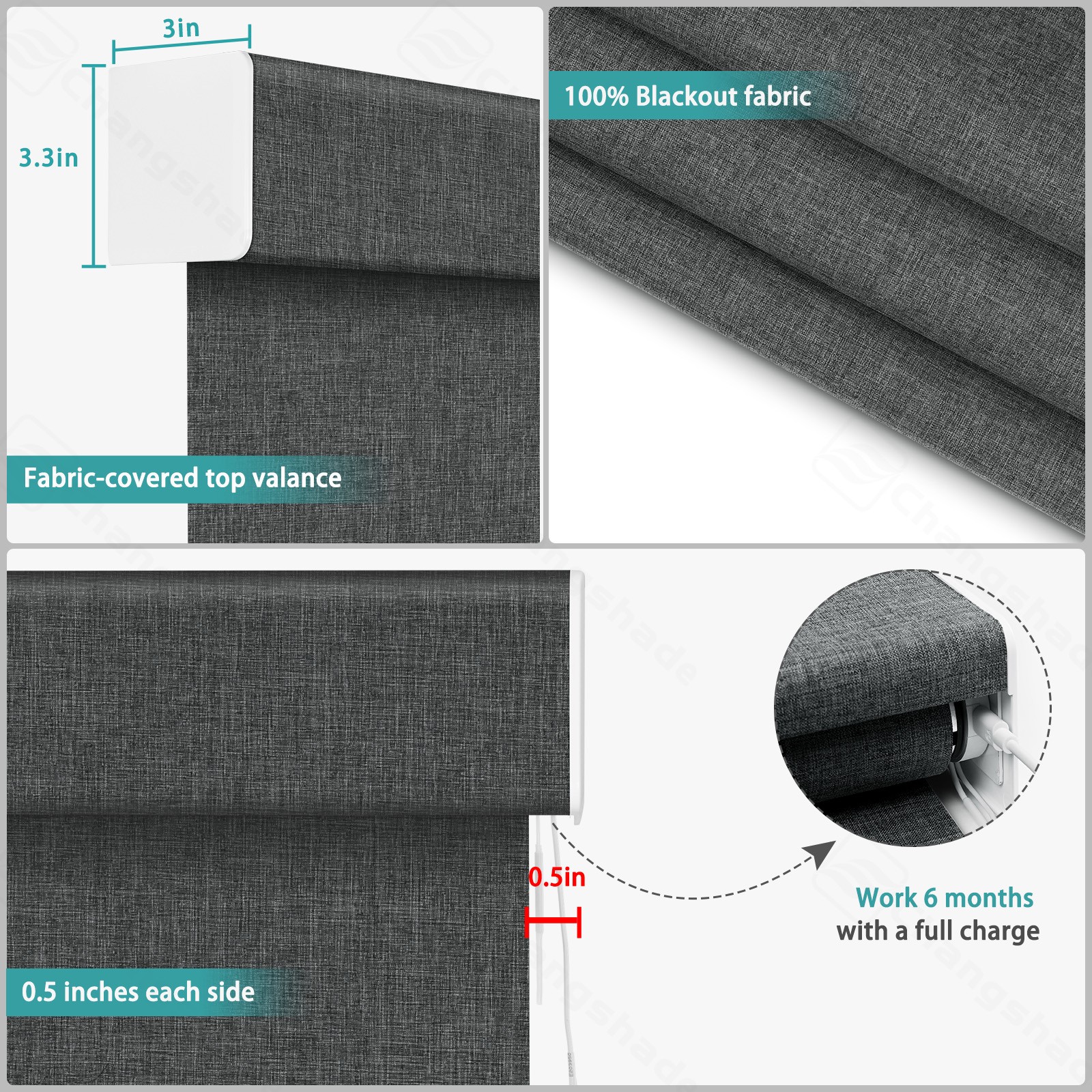 Changshade Smart Blackout Roller Shade with Remote Control Automatic Window Blin