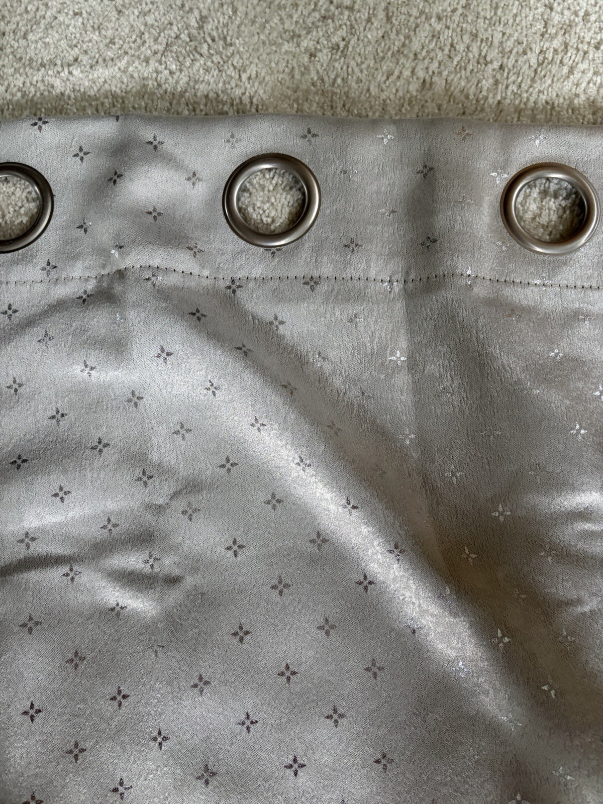 Silver patterned reversible blackout curtains x6 length: 38 in, height: 84 in