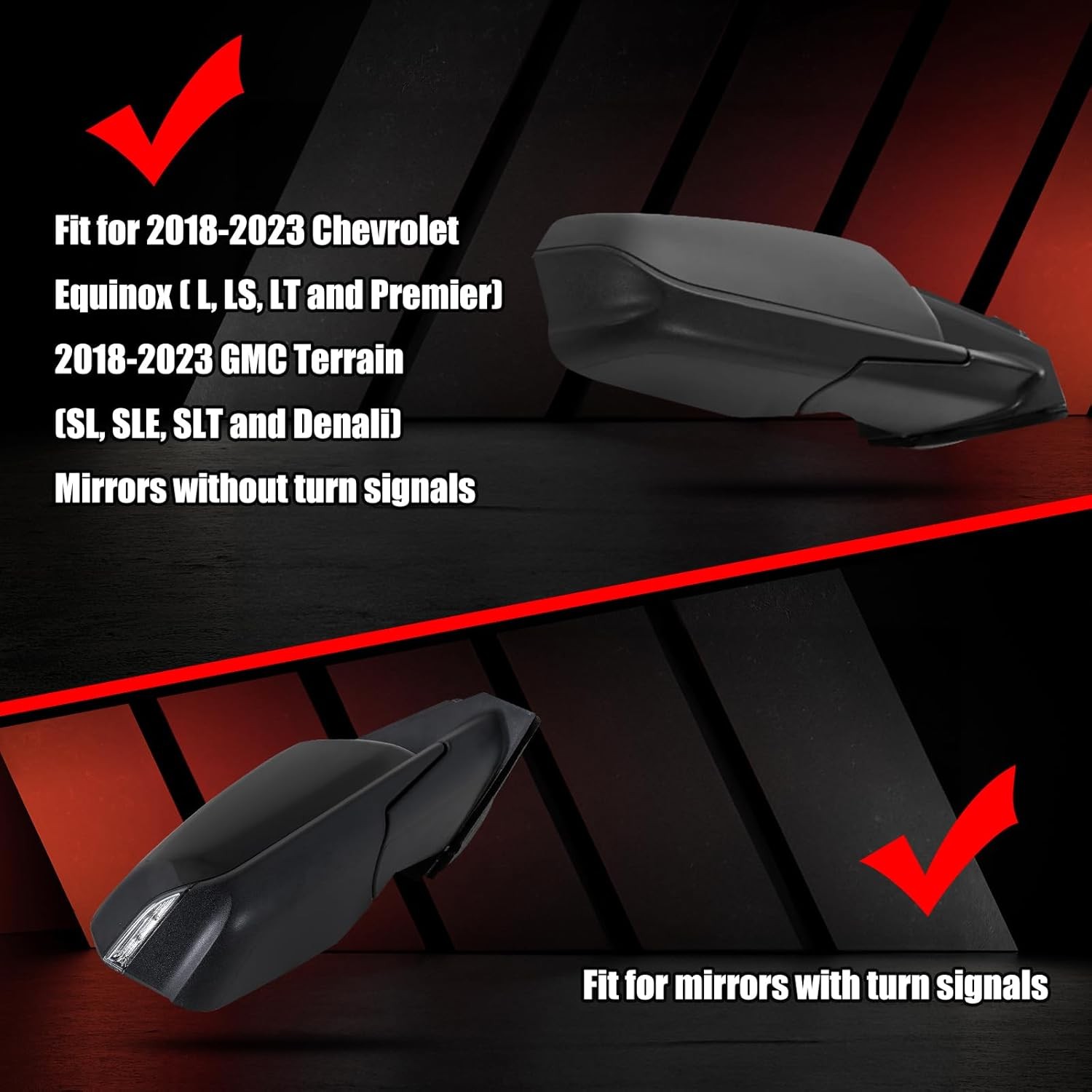 Textured Black Direct Replacement Right Passenger Side Rearview Mirror Covers Ca