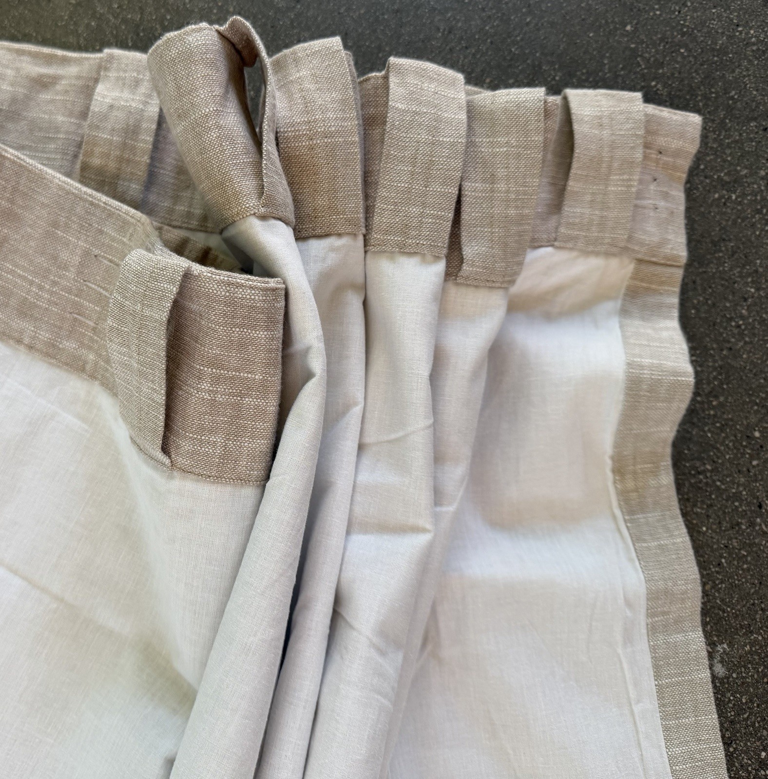 4 Panels Pottery Barn BOHO Natural Belgian Flax Linen Curtain 98” x 96″ Lined