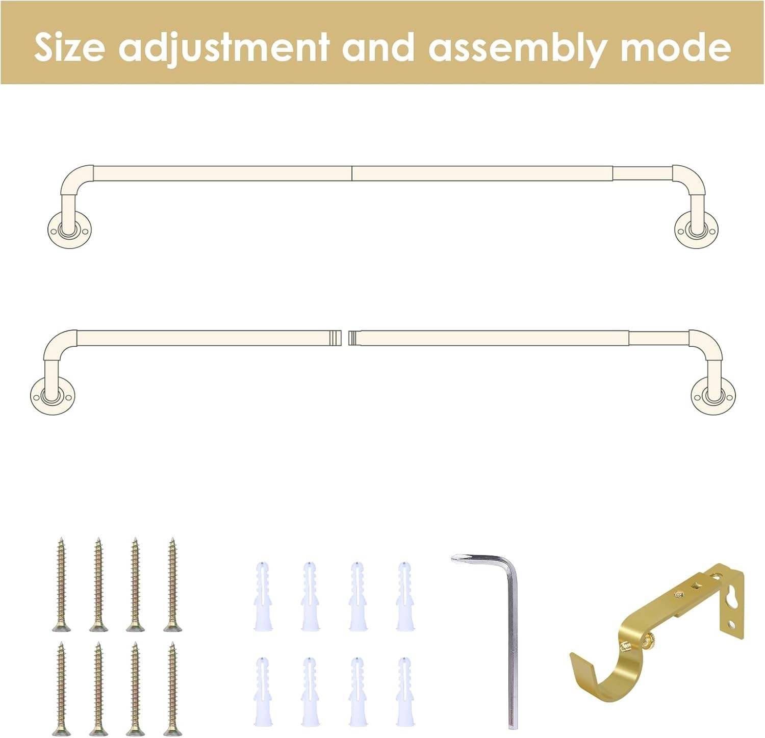 Heavy Duty Curtain Rods for Window Size 144-168″ Industrial Gold Curtain Rod