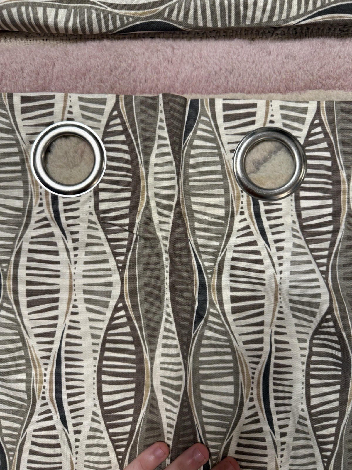 7 Curtain Panels Beige Tannish Brown Black White Geometric Weighted Cotton 93×50