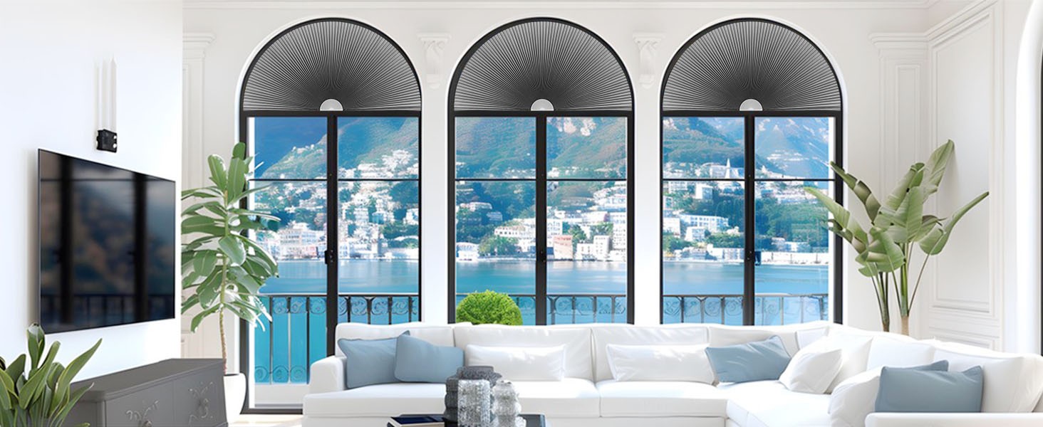 Arch Window Shade Blackout Cellular Shades Half Circle Moon Window Covering No