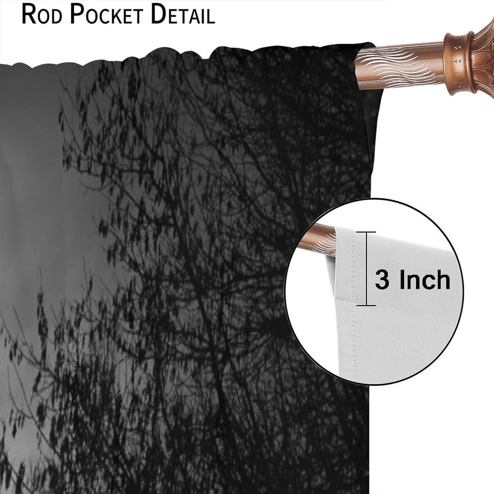 Gothic Forest Curtains Dark Black Forest Foggy Mysterious Pine Black Tree For…