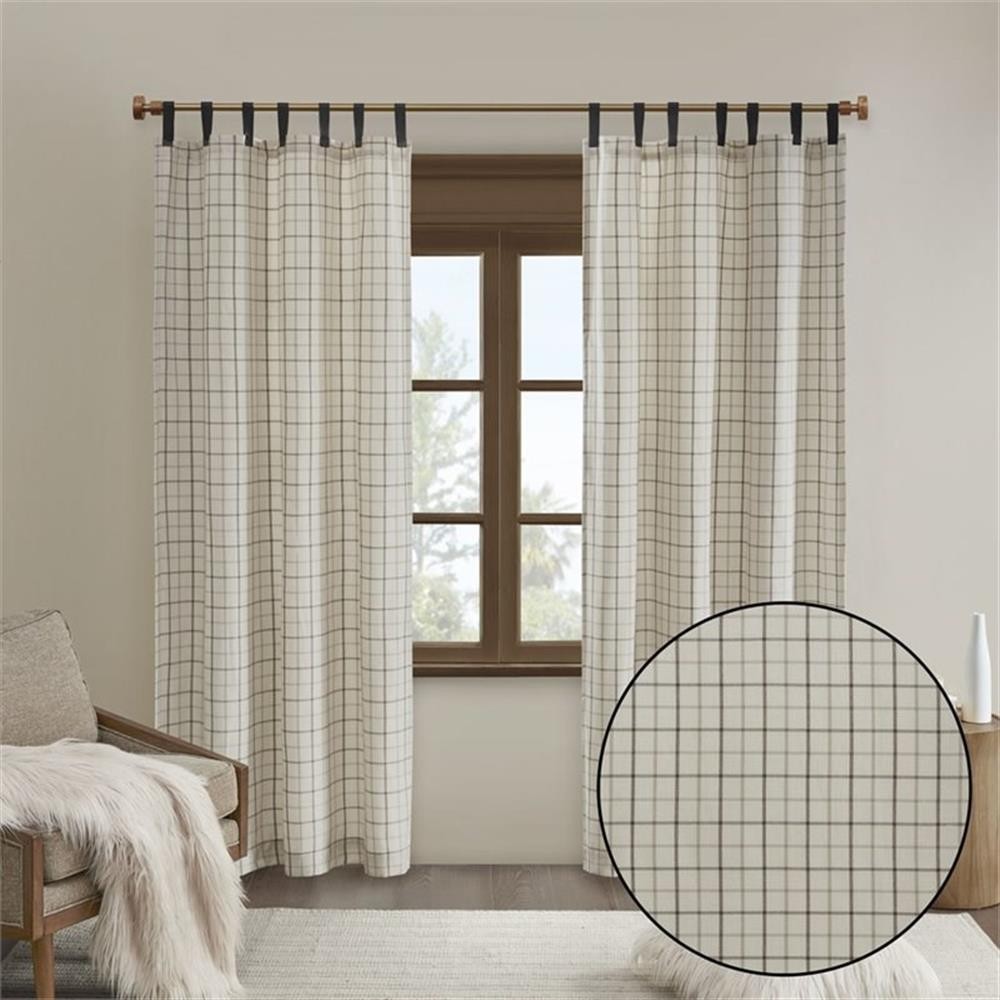 Pemberly Row Polyester Tab Top Panel with Fleece Lining in Natural