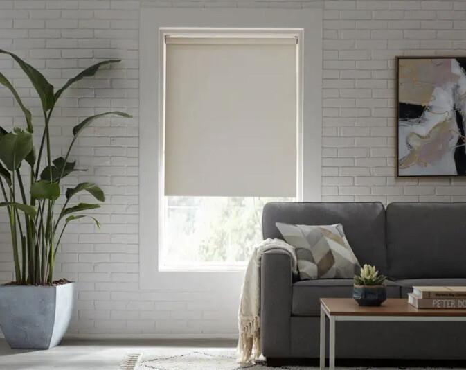 CUSTOM CUT TO SIZE StyleWell Cordless Blackout Roller Shades – Beige