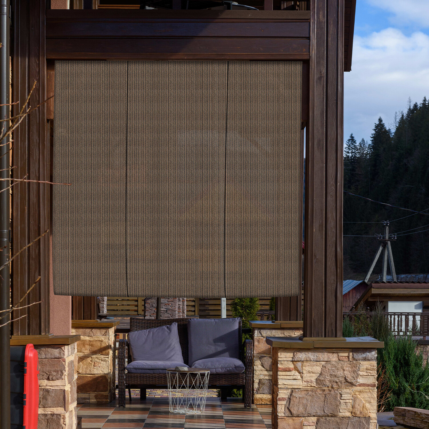 Roll Up Shade Roller Shade UV Blind Screen Patio Outdoor Deck Gazebo Porch Brown