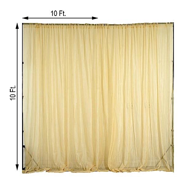 Champagne 10 x 10 ft Voile BACKDROP CURTAINS 2 Panels 5×10 ft Party Decorations