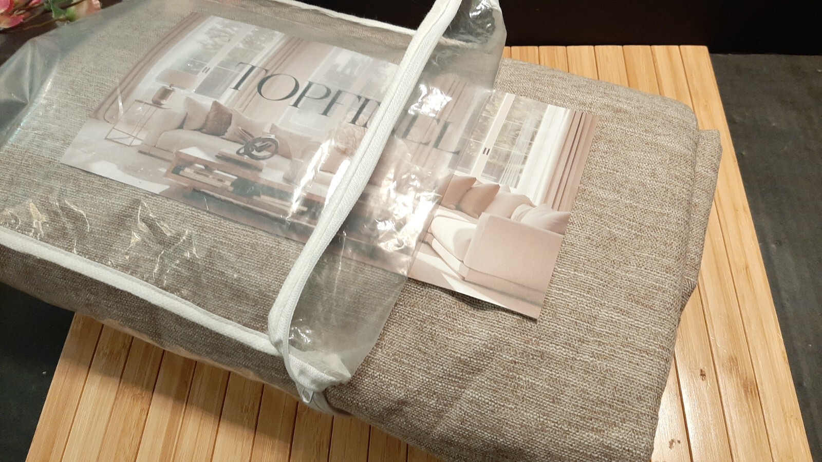 Pair Topfinel Taupe Burlap Linen Blackout Curtains 52×84 Slub Beige Brown New J9