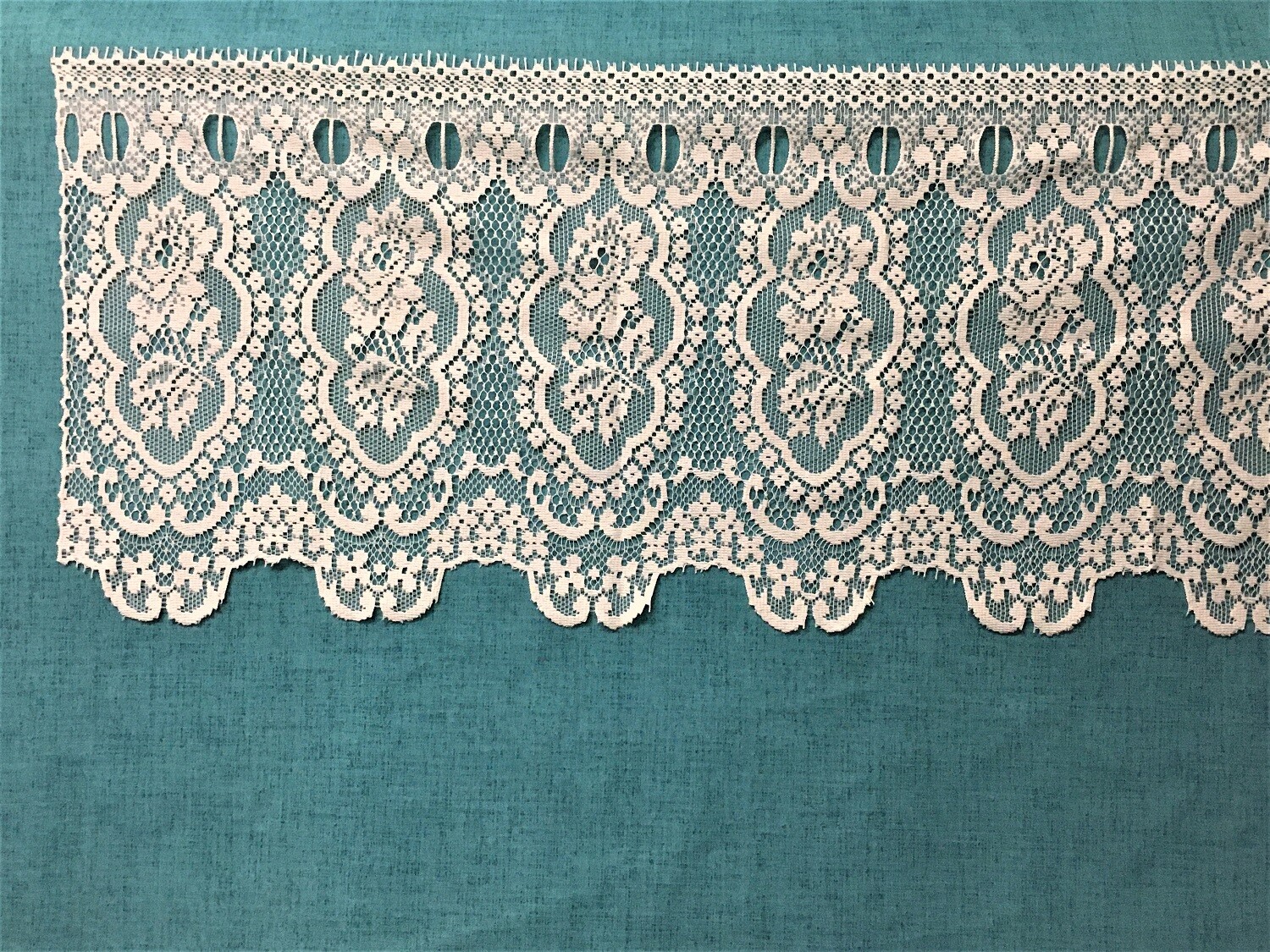 60″ x 15.5″ Lace Window Valance Ivory or Burgundy Cameo Rose Kitchen Bedroom