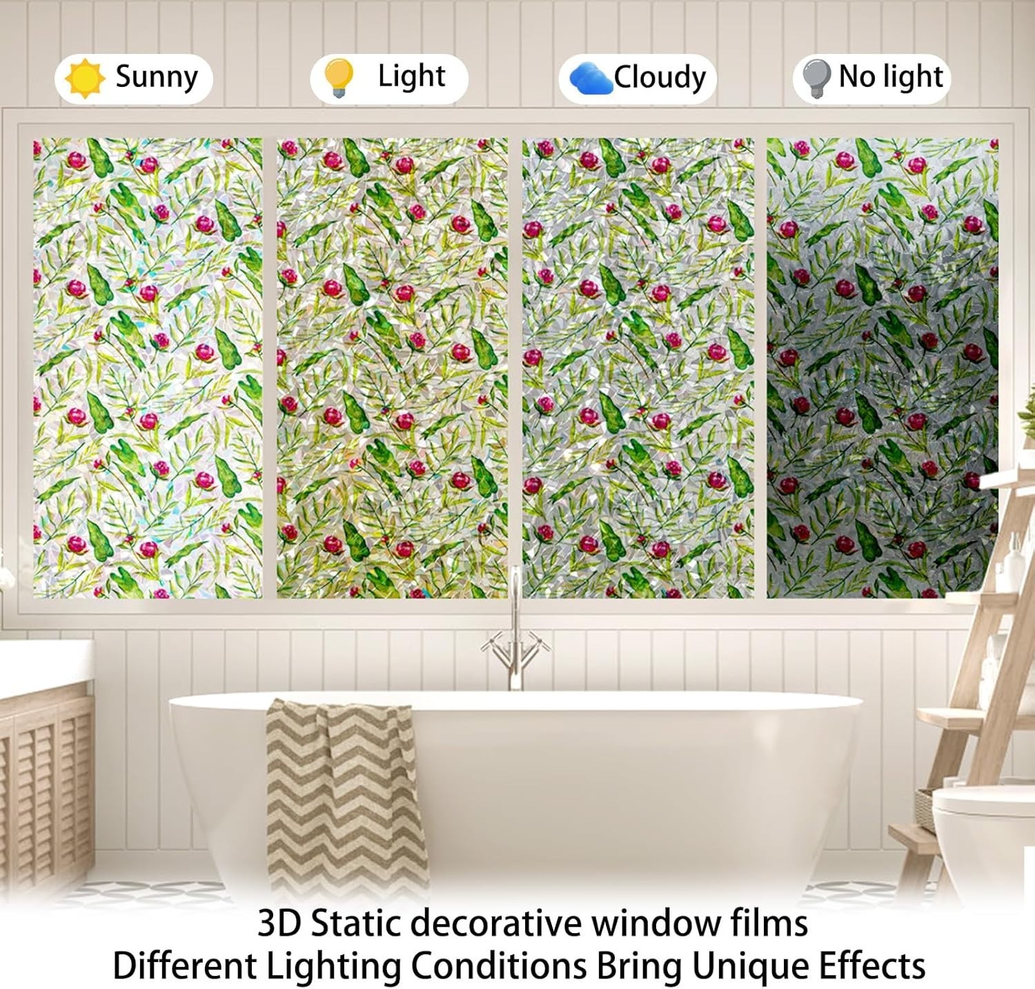 Transform Your Space with Rainbow Floral Window Film – Easy Install, Non-Glue