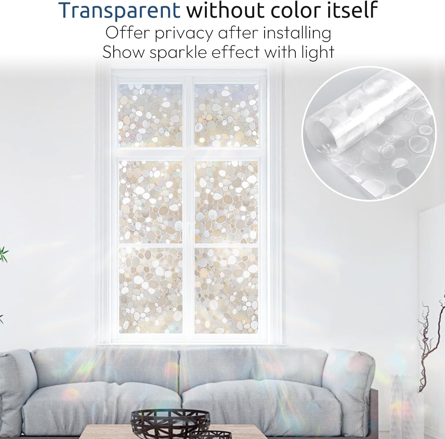 Window Privacy Film Decorative Static Clings Stained Stickers for Glass Covering