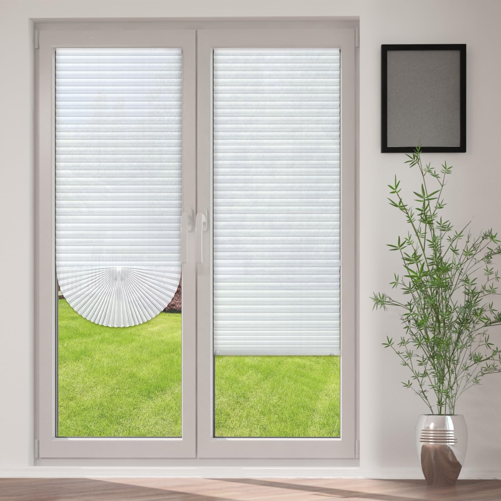2 Pcs 23 x 110 Inches Temporary Blinds No Tools Cut to Size Fabric Shades Adh…