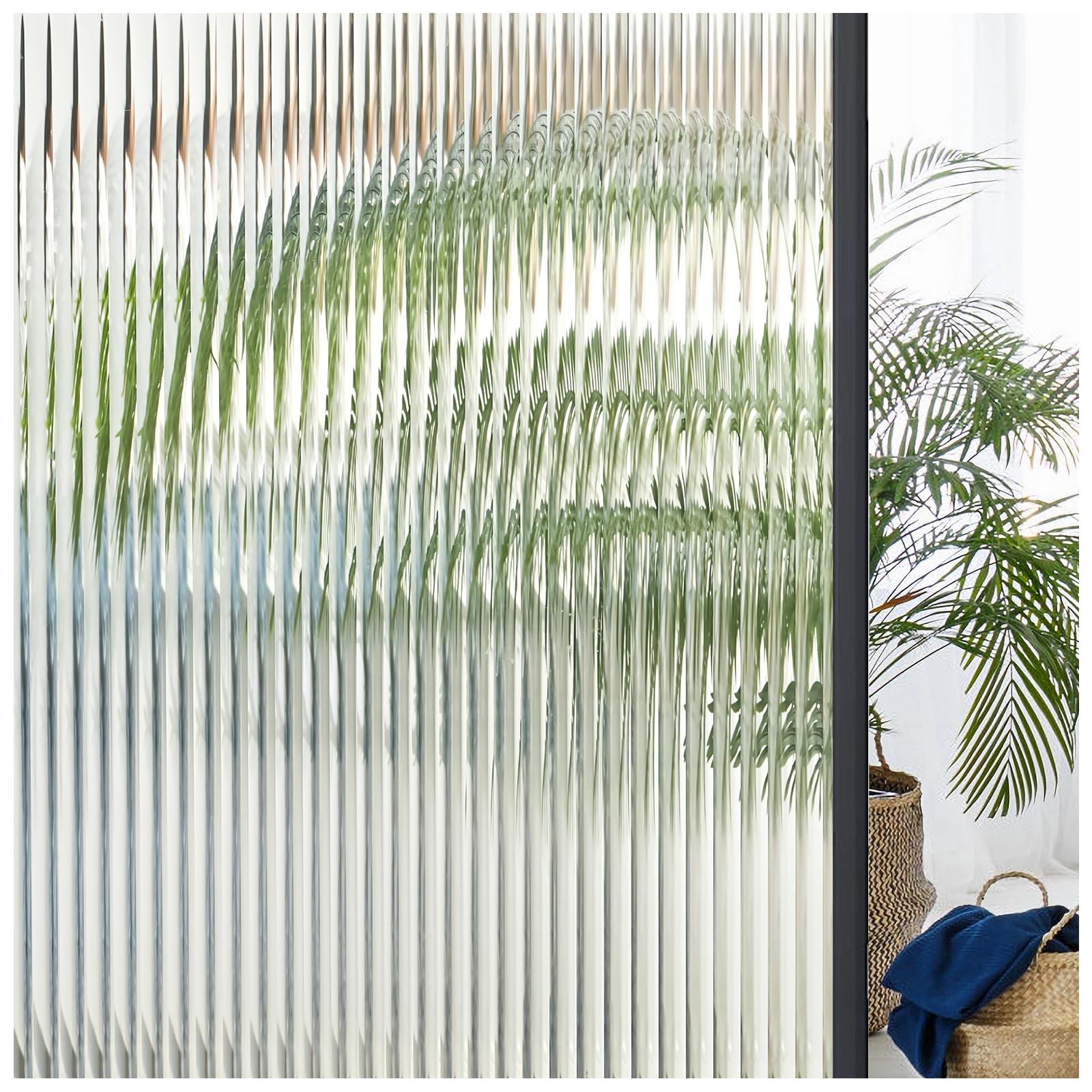 Coavas Window Privacy Film Reeded Glass, 17.5 x 78.7 Inch, Translucent