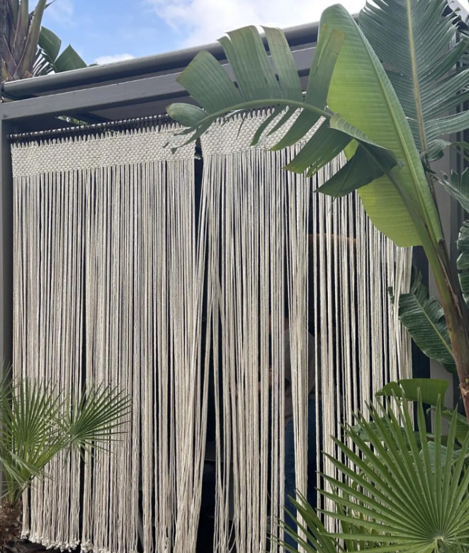 Outdoor Macrame Curtain Panel, Patio Privacy Curtain, Handmade Cotton Rope Room