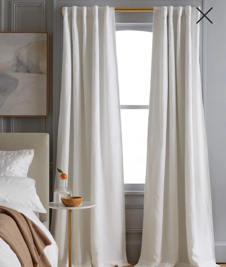 NWOT Quince European Linen Room Darkening Curtain Panel Set Of 2 WHITE 48 X 96