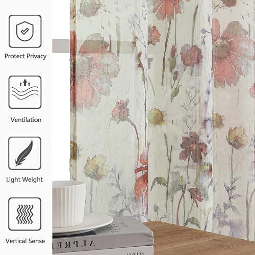 Crushed Sheer Curtains 84 Inch Length 2 Panels Set, 42“W x 84″L Multi Color