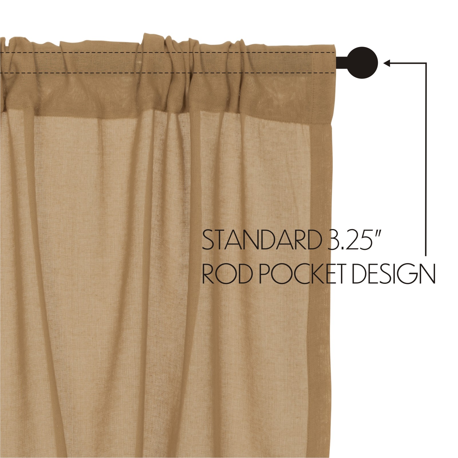 Farmhouse 63″x36″ Panel Pair Tan Rod Pocket Tobacco Window Curtains VHC Brands