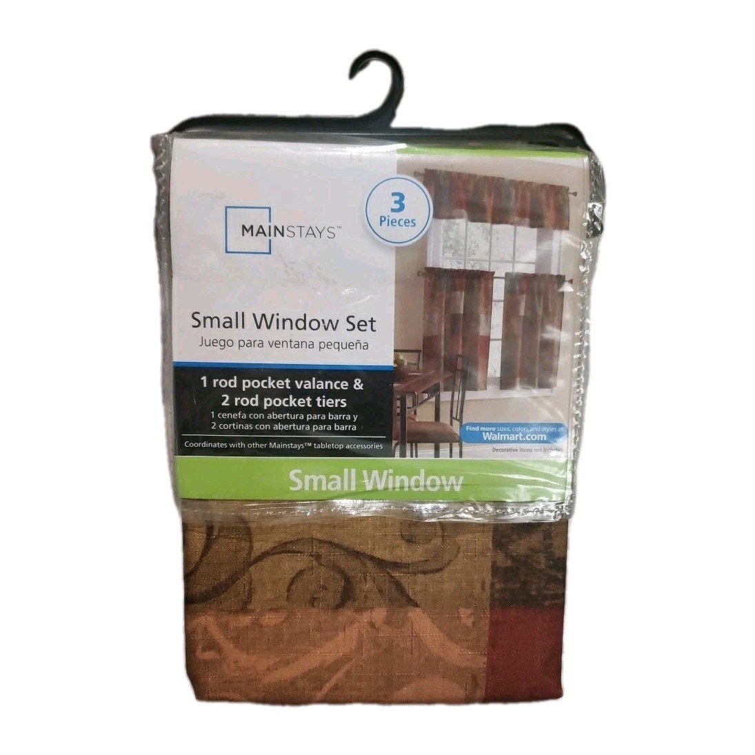 Mainstays Small Window Set 3pc Brown Neutral Block New