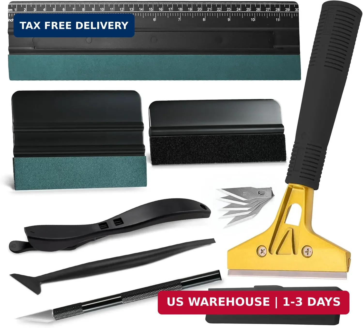 NEWISHTOOL Window Film Kit Vinyl Wrap Tools Includes Razor Scraper, Film Cutter,