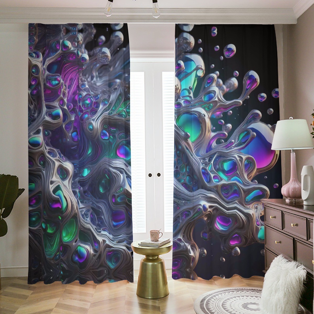 Psychedelic Blackout Curtains Purple Splash Drapes Shades Rod Pocket Trippy