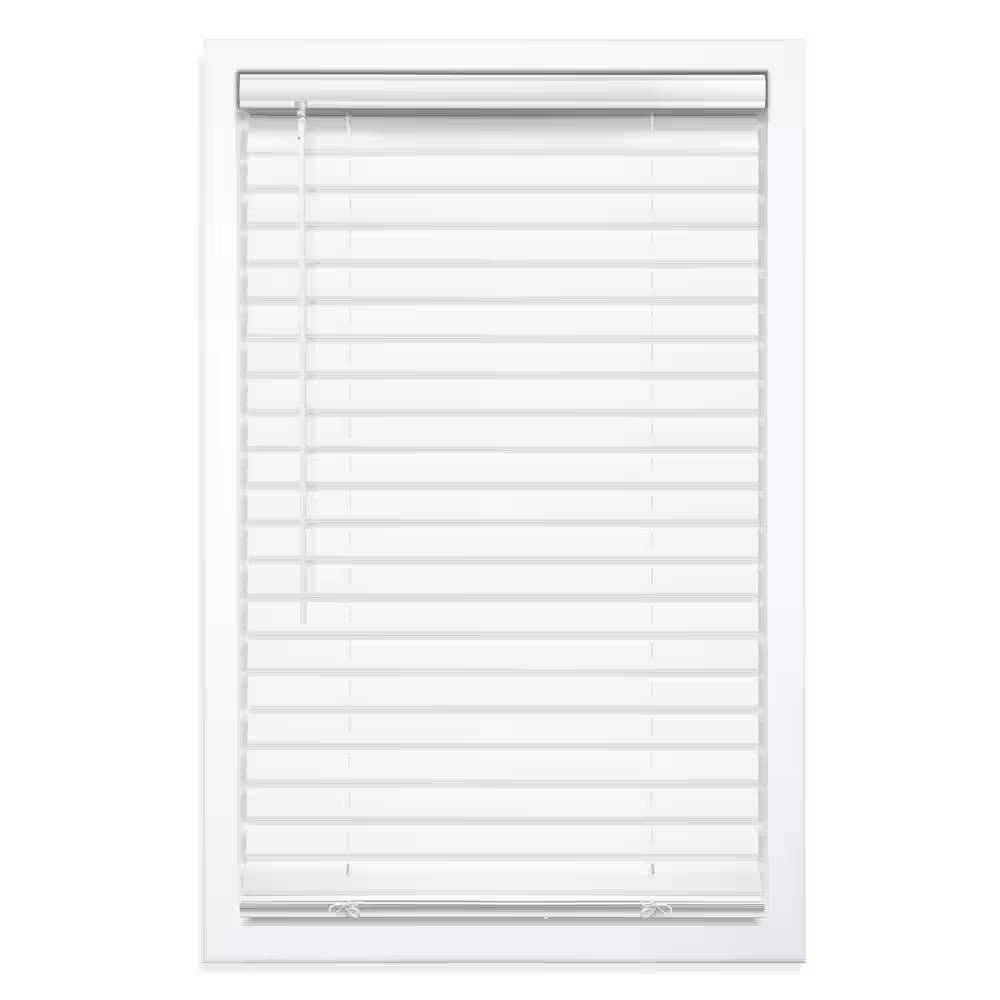 White Cordless Room Darkening Vinyl Blinds with 2 In. Slats – 70 In. W X 64 In.