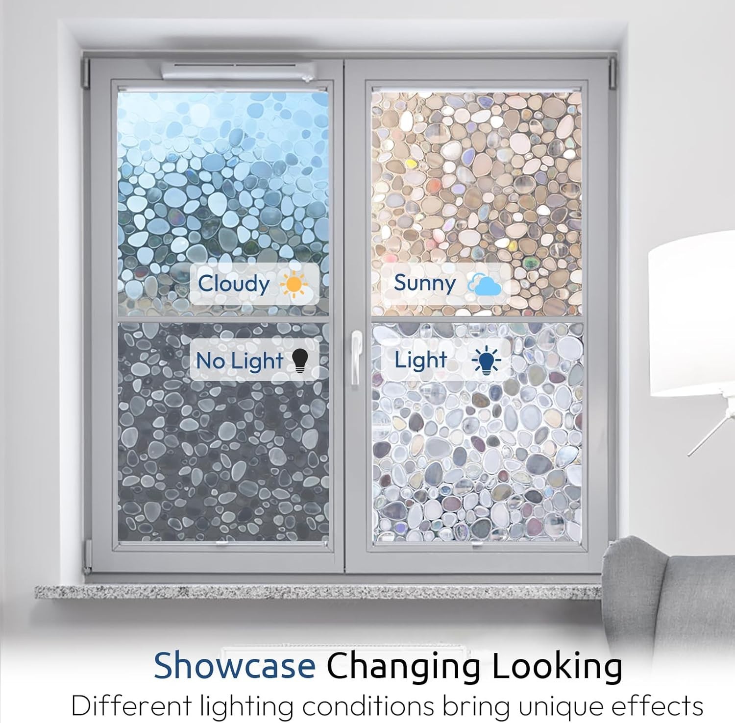 Window Privacy Film Decorative Static Clings Stained Stickers for Glass Covering