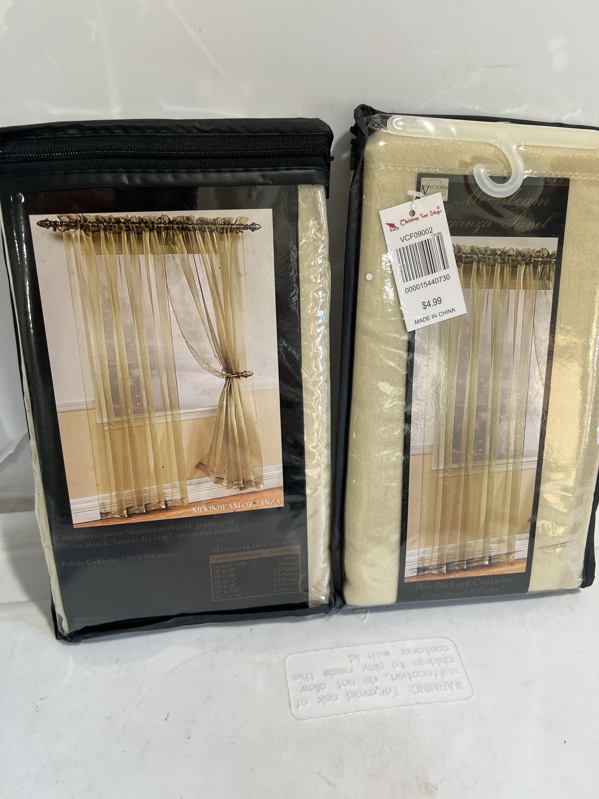 Victoria Classic Moonbeam Organza One Panel 60”x84” 100% Polyester Lot Of 2