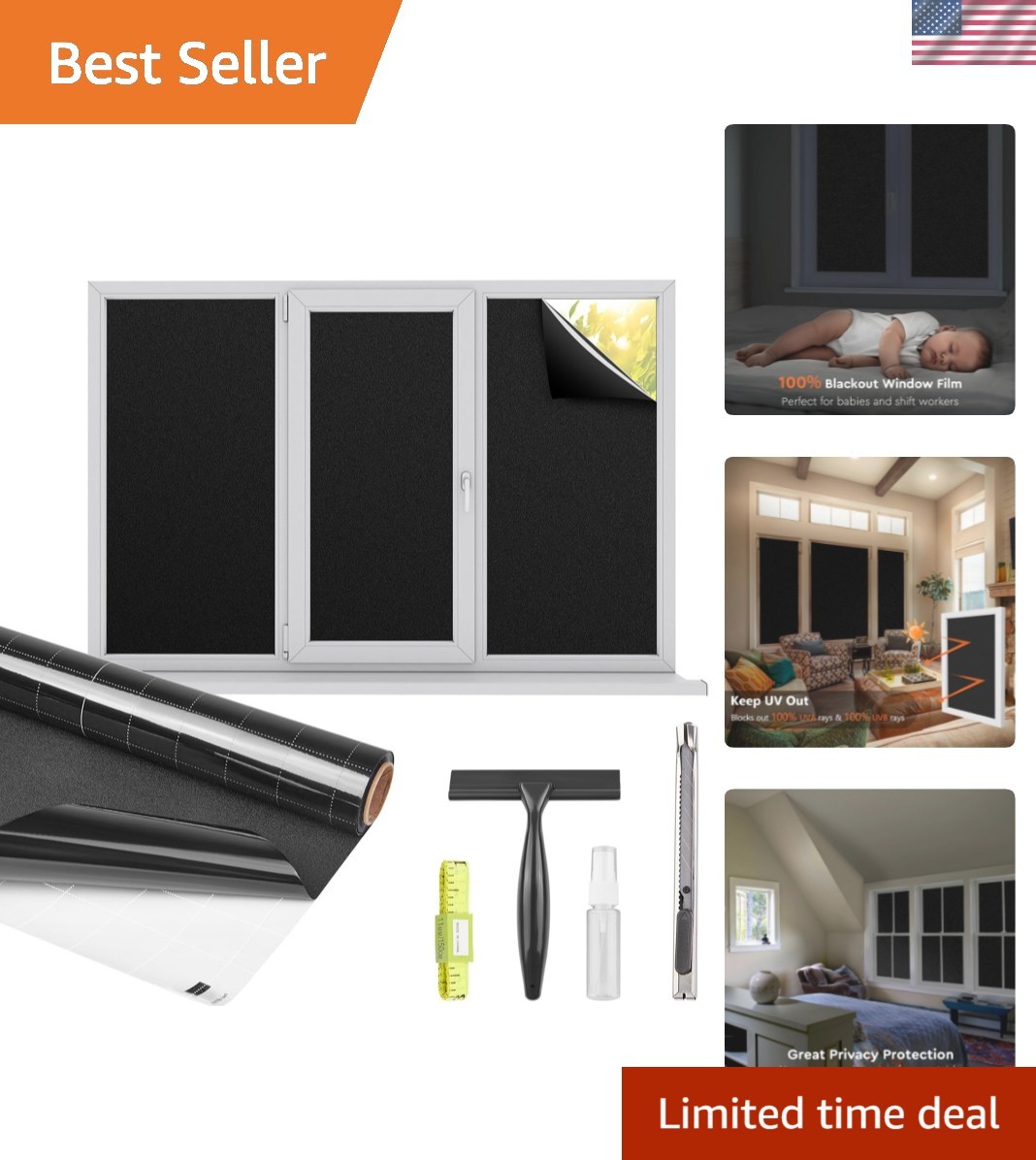 Blackout Window Privacy Film Total Light Blocking Room Darkening Window Cover…