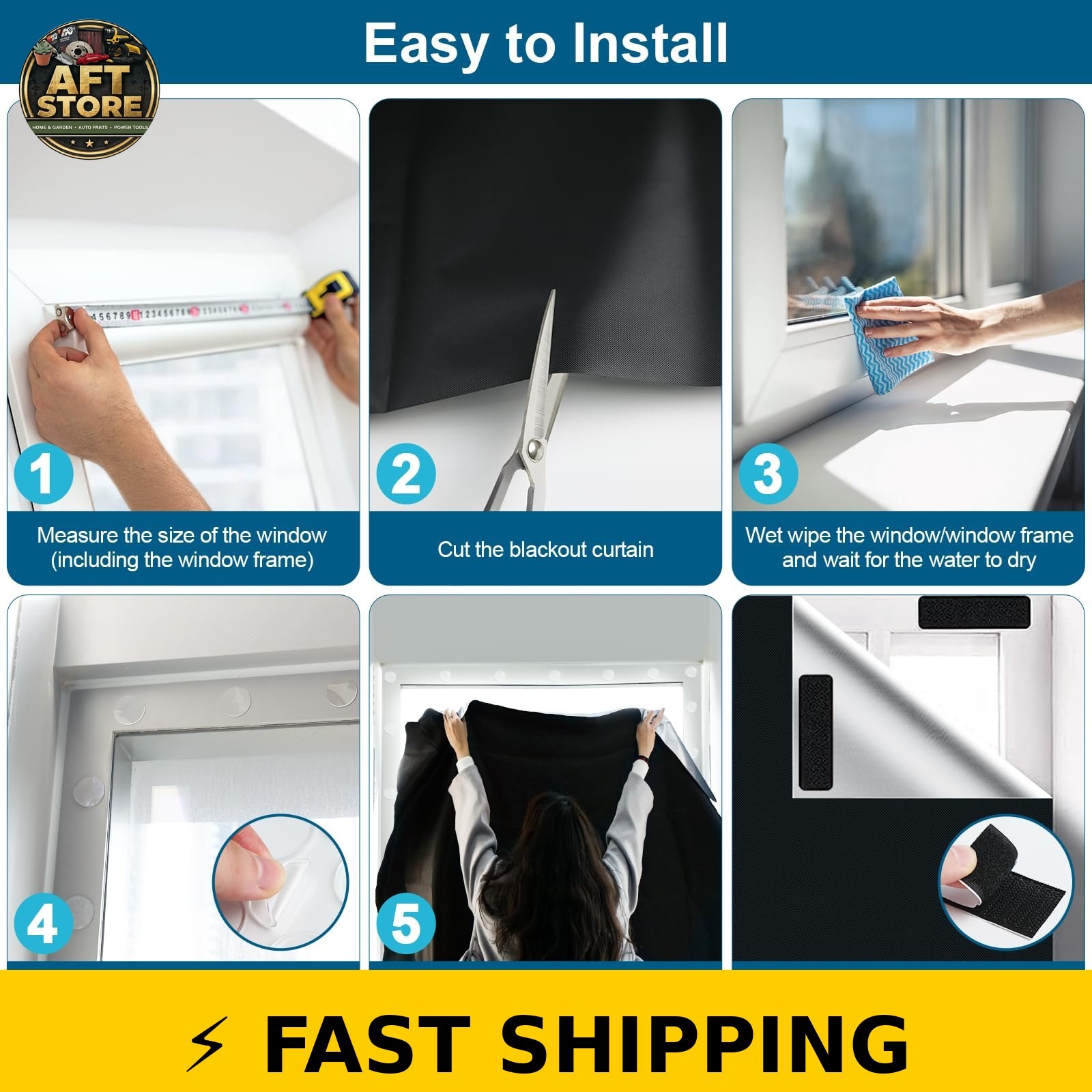 Petaholic 100% Blackout Curtains – Portable DIY Window Blinds, 118″x57″