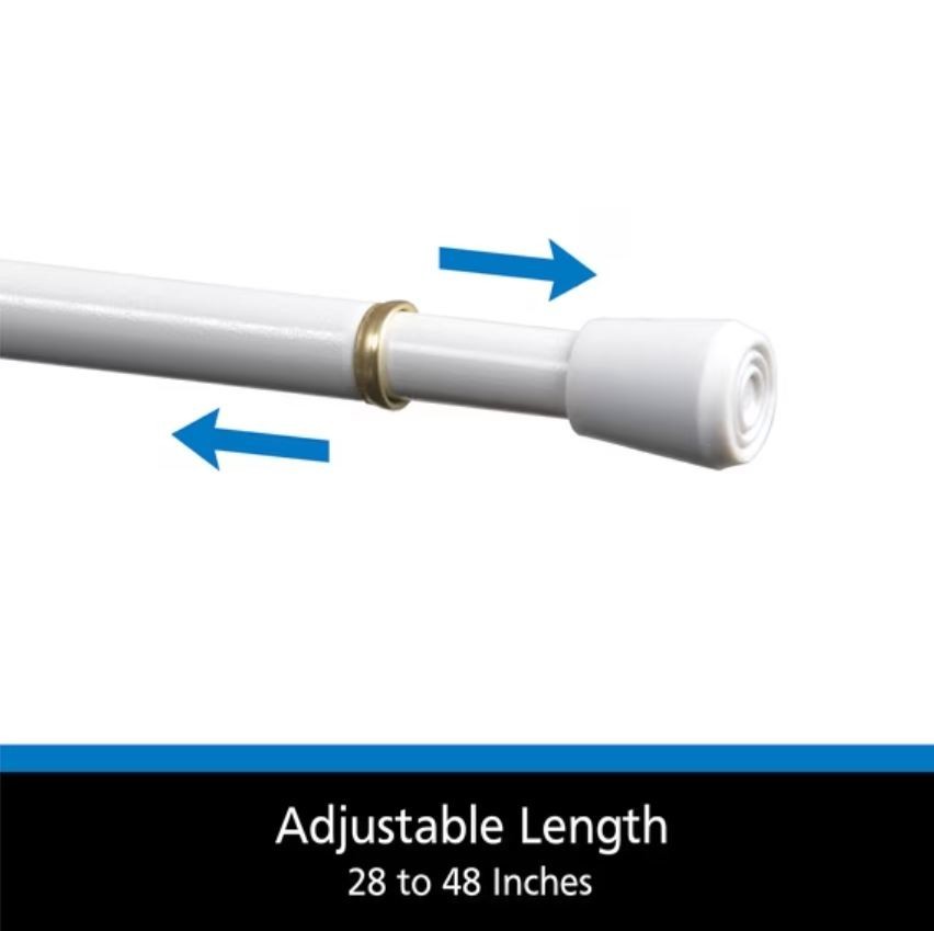 Mainstays Adjustable Spring Tension Curtain Rod 28-48 in White 7/16 Steel