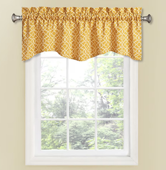 Waverly Lovely Lattice Mimosa Wave Yellow Trellis Scallop Window Valance 50×16