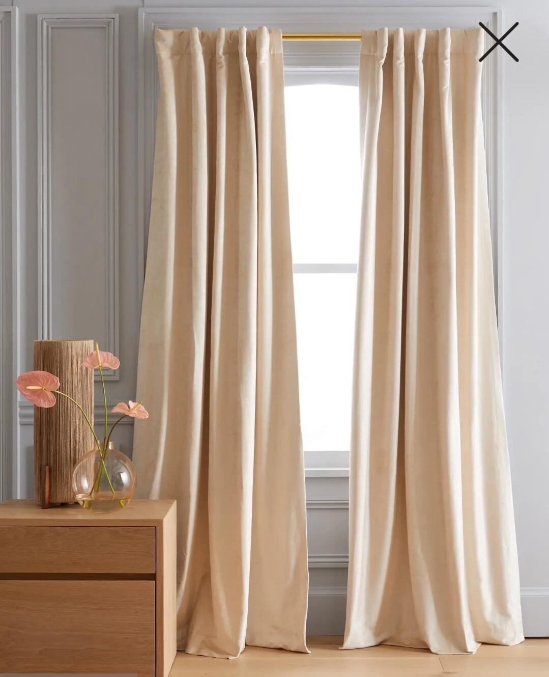 NWOT! Quince Luster Velvet Champagne Blackout Curtains, 48″ x 96″ 2- Panels(Y64)