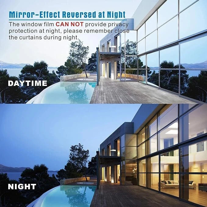 Blue One Way Mirror Window Film Tint Reflective Glass Sticker Anti UV For Home.